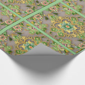 ラッピング紙テキスタイルのレースグリーン ラッピングペーパー (角)