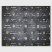 ラッピング紙ハッピーホリデイズブラックスカル ラッピングペーパー (フラット)