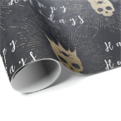 ラッピング紙ハッピーホリデイズブラックスカル ラッピングペーパー (ロールコーナー)