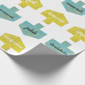 ラッピング紙パーソナライズされた「Dreidells/Blue、金ゴールド」 ラッピングペーパー (角)