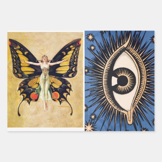 ラッピング紙フラットシートセット3アールデコアイ ラッピングペーパーシート (正面)