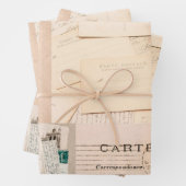 ラッピング紙フラットシートセット3ヴィンテージフランスの ラッピングペーパーシート (インサイチュ)