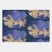 ラッピング紙フラットシートセット3青と金ゴールド ラッピングペーパーシート (正面2)