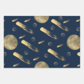 ラッピング紙フラットシートセット3青と金ゴールド ラッピングペーパーシート (正面)