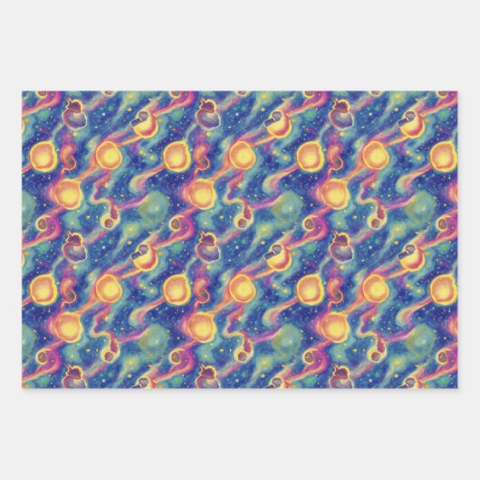 ラッピング紙フラットシートセット3.ワイルド&ストレンジ ラッピングペーパーシート (正面)