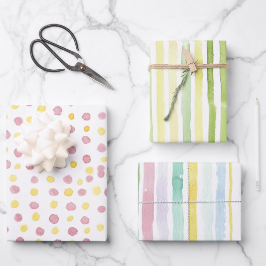 ラッピング紙フラットシートセット3、水色 ラッピングペーパーシート (正面)