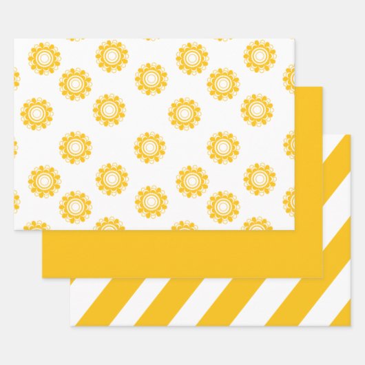 ラッピング紙フラットシートレトロブライトイエロー ラッピングペーパーシート (セット)