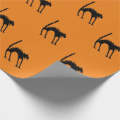 ラッピング紙ブラックのスカレディ猫とオレンジ ラッピングペーパー (角)