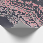 ラッピング紙ブラック及びピンクアンティークレース ラッピングペーパー (角)