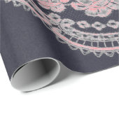 ラッピング紙ブラック及びピンクアンティークレース ラッピングペーパー (ロールコーナー)