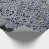 ラッピング紙ブラック&ブルースアンティークレースデザイン ラッピングペーパー (角)