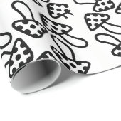 ラッピング紙ブラック&ホワイトキノコ ラッピングペーパー (ロールコーナー)