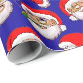 ラッピング紙ブルー背景サンタ ラッピングペーパー (ロールコーナー)