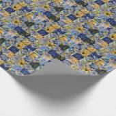 ラッピング紙ブルー黄色キルティングパターン ラッピングペーパー (角)