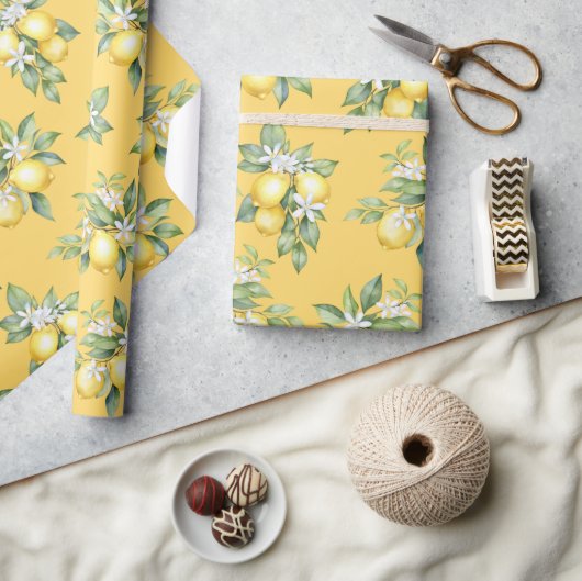 ラッピング紙レモン柑橘類1歳の誕生日。 ラッピングペーパー (クラフト)