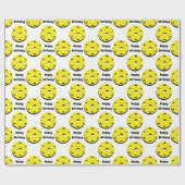 ラッピング紙全体に黄色のピックボール ラッピングペーパー (フラット)