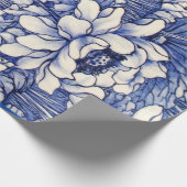 ラッピング紙日本のフローラプリント（青） ラッピングペーパー (角)