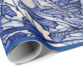 ラッピング紙日本のフローラプリント（青） ラッピングペーパー (ロールコーナー)
