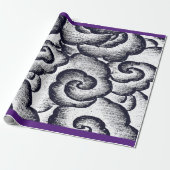 ラッピング紙日本の雲紫色のトリム ラッピングペーパー (アンロールド)