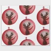 ラッピング紙水彩鹿，クリスマス ラッピングペーパー (フラット)