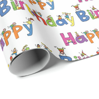 ラッピング紙熱狂する- Kidsハッピーバースデー ラッピングペーパー