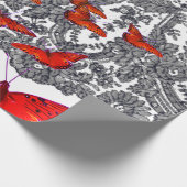 ラッピング紙白黒レッド蝶 ラッピングペーパー (角)