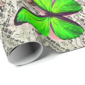 ラッピング紙蝶およびアンティークレース ラッピングペーパー (ロールコーナー)