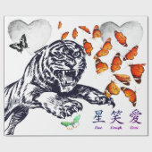 ラッピング紙蝶およびハート ラッピングペーパー (フラット)