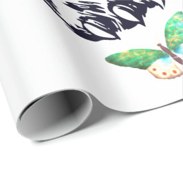 ラッピング紙蝶およびハート ラッピングペーパー