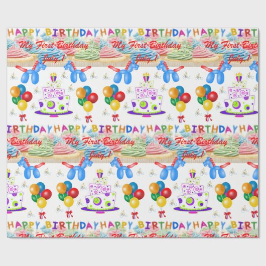ラッピング紙誕生日7月1日マイ初誕生日 ラッピングペーパー (フラット)