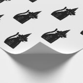 ラッピング紙黒猫と帽子 ラッピングペーパー (角)