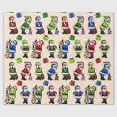 ラッピング紙4色サンタ ラッピングペーパー (フラット)