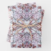 ラッピング紙：コラージュされたさくらんぼの花デザイン ラッピングペーパーシート (インサイチュ)