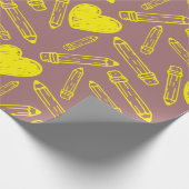 ラッピング紙:ハートペンシルスクールスタイル ラッピングペーパー (角)