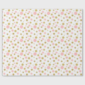 ラッピング紙 – ピンクと金ゴールドの水玉模様 ラッピングペーパー (フラット)