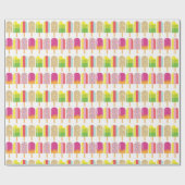 ラッピング紙 – ピンク、緑、黄色のアイスロリー ラッピングペーパー (フラット)