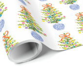 ラッピング紙：ブルージンジャージャールクリスマスツリー(C ラッピングペーパー (ロールコーナー)