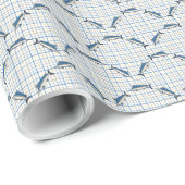 ラッピング紙 – ブルーマリンズon Plaid ラッピングペーパー (ロールコーナー)