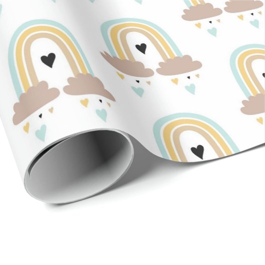 ラッピング紙 – レインボークラウドハート ラッピングペーパー (ロールコーナー)