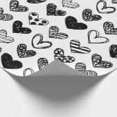 ラッピング紙-数々のパターン（の模様が）あるハート ラッピングペーパー (角)