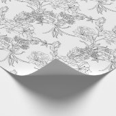 ラッピング紙 – 白黒フローラルパターン ラッピングペーパー (角)