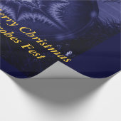 ラッピング紙、陽気なクリスマス、青 ラッピングペーパー (角)