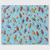 ラッピング紙-魚釣りボール&ルアー ラッピングペーパー (フラット)