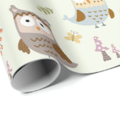 ラッピング紙- Happy Owls (light) ラッピングペーパー (ロールコーナー)