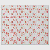 ラッピング紙- LOVE赤ストライプ色グレー ラッピングペーパー (フラット)