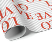 ラッピング紙- LOVE赤ストライプ色グレー ラッピングペーパー (ロールコーナー)