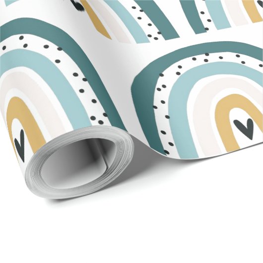 ラッピング紙- Rainbow With水玉模様+ハート ラッピングペーパー (ロールコーナー)