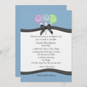 ラッピーポップと水玉模様 5x7 パーティー 招待状 (正面/裏面)