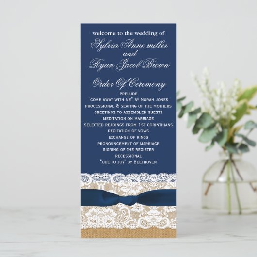 ラッフェイクプ、素朴なウェディングプログラム茶の長さ プログラム (スタンド正面)