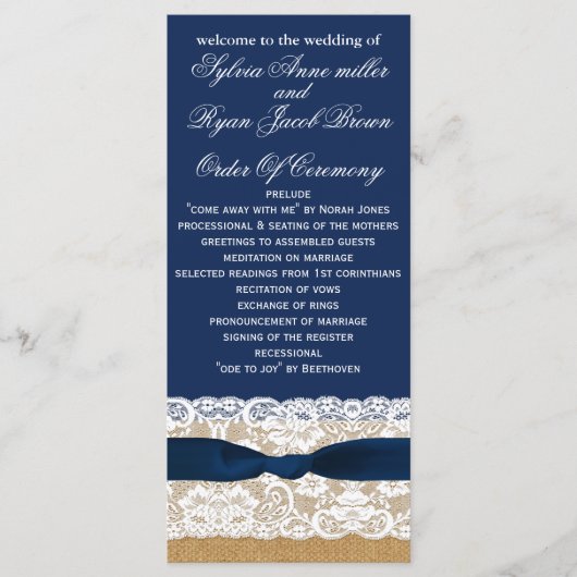 ラッフェイクプ、素朴なウェディングプログラム茶の長さ プログラム (正面)